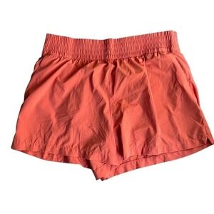 Athleta High Rise Weekender Run Shorts Womens Large Coral Orange NWOT Lined